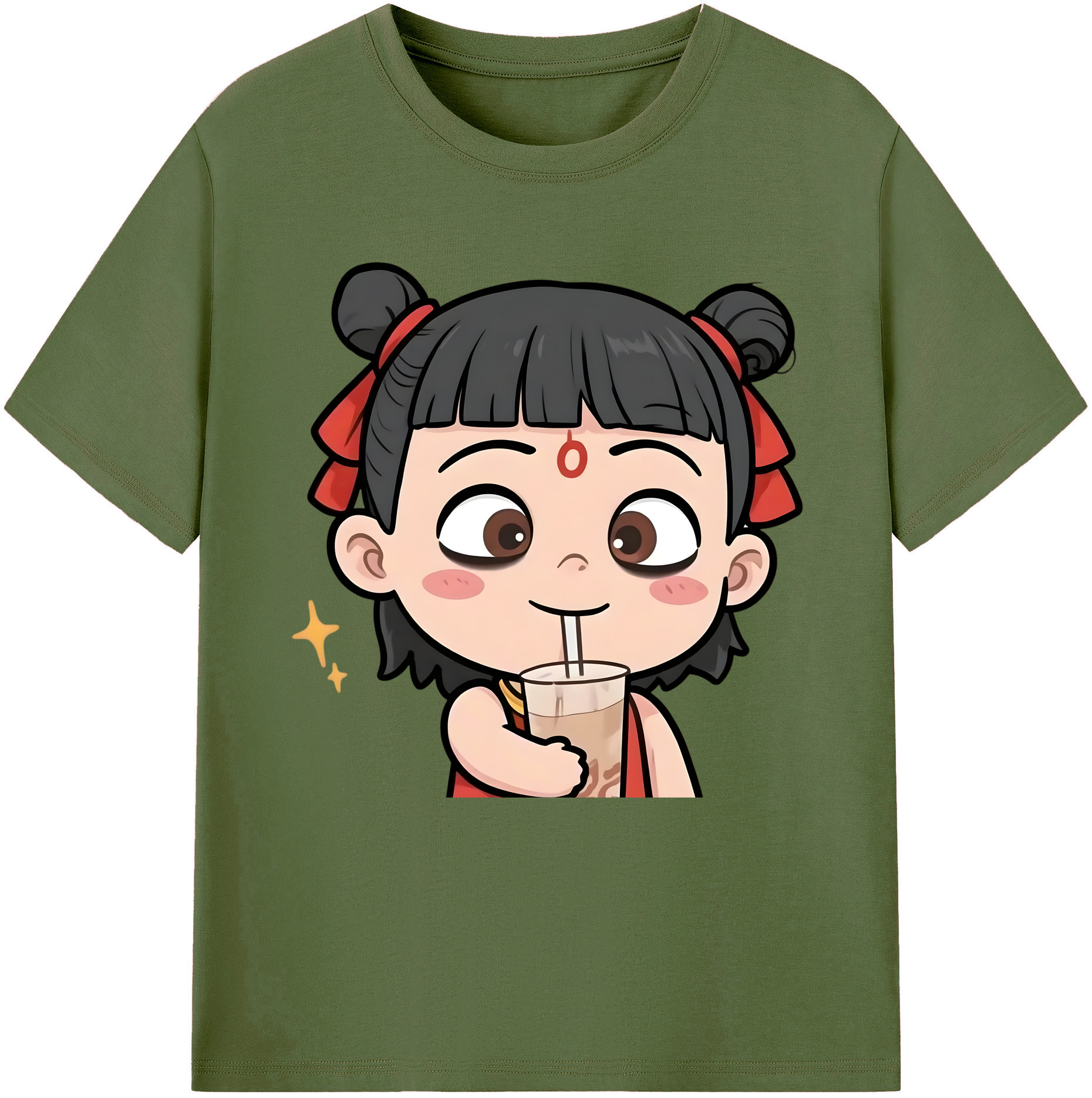 （画像用） Ne Zha 2 ナタ 魔童の大暴れ 綿100％半袖Tシャツ（フロントプリント）